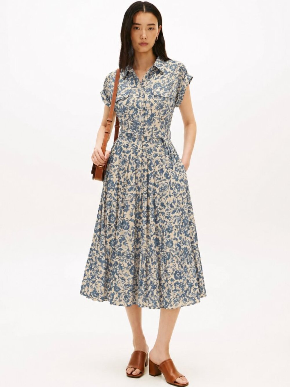 Tommy Hilfiger Floral Shirtdress Blue & White, Size S Never Worn